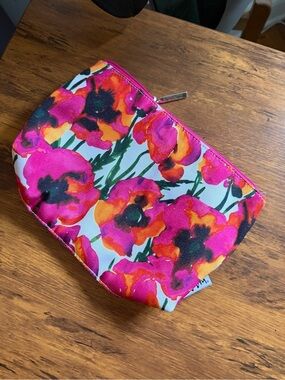 Clinique Vera Neumann Floral Cosmetic Makeup Bag with a ladybug lining
